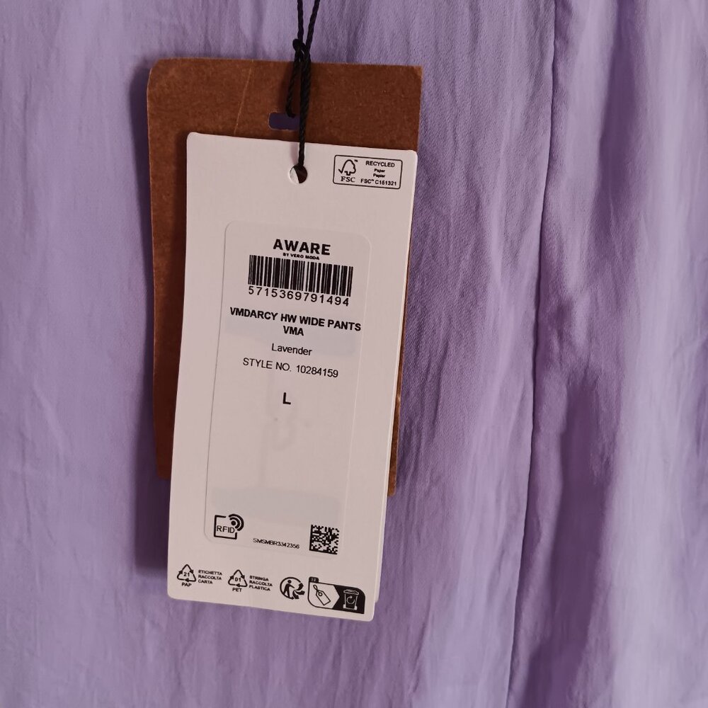 Aware VERO MODA Women's VMDARCY  HW Wide Leg Pants Lavender Size Large N… - Picture 8 of 13